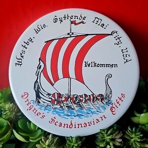 Dregne's Scandinavian Gifts Viking Ship Wall Decor 6" Plate - Red and White
